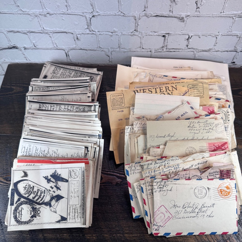 Vintage WWII Military Letters Lot 1944-1945 V-Mail Telegrams Correspondence